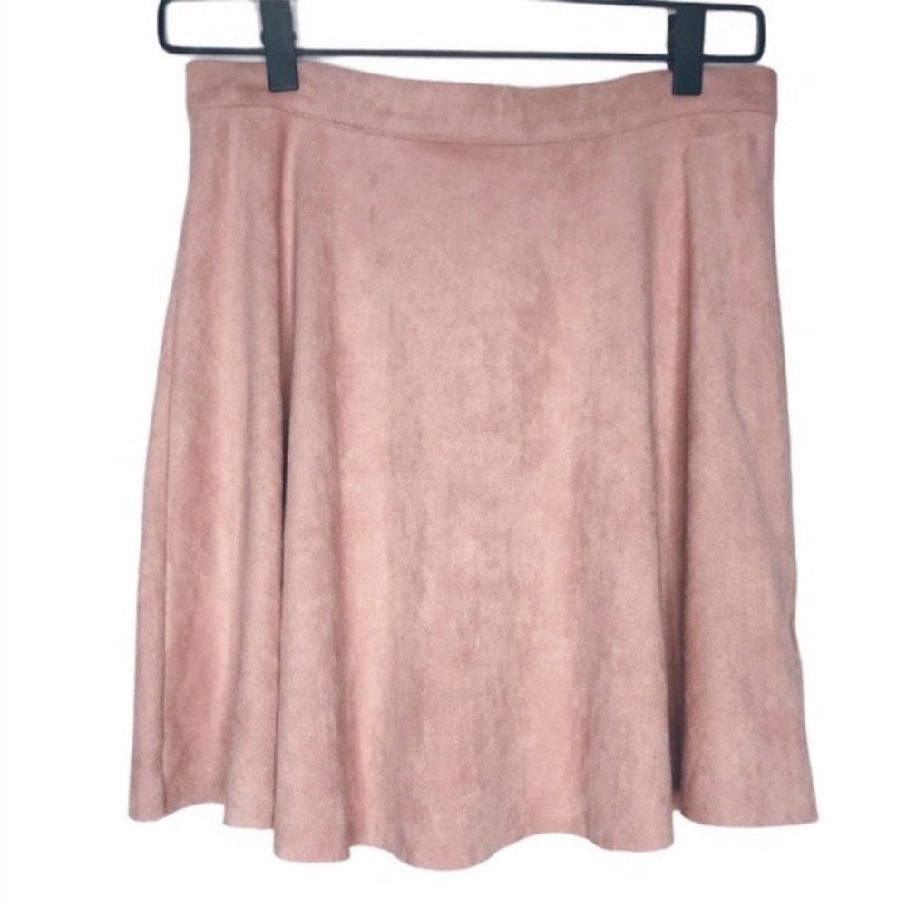 Blush Noir Suede Pink A Line High Waisted Mini Skirt Medium